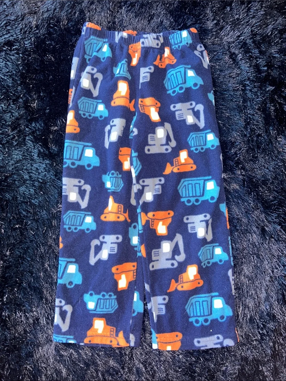 Child of Mine by Carters Kids Navy Blue Fleece Pj Pants w/ Construction Print